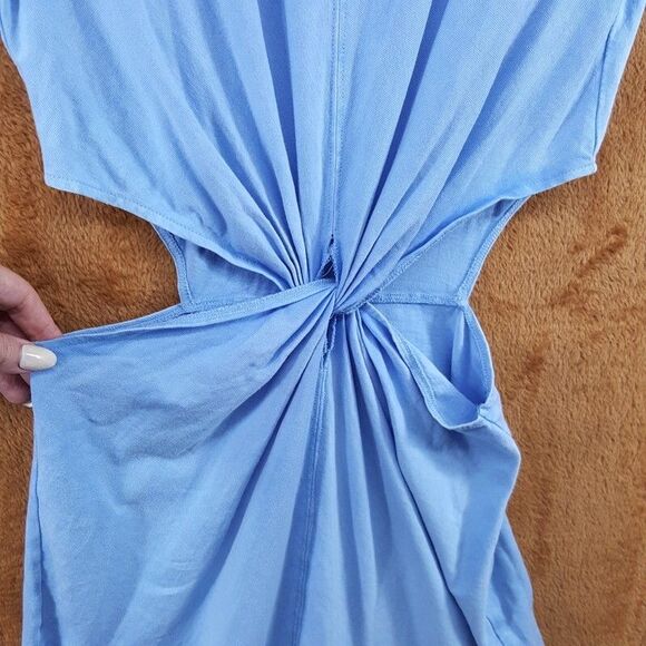 L SPACE T-Shirt Dress Womens Small Blue Pullover Cut Out Mini LOST WINDS - Picture 3 of 9